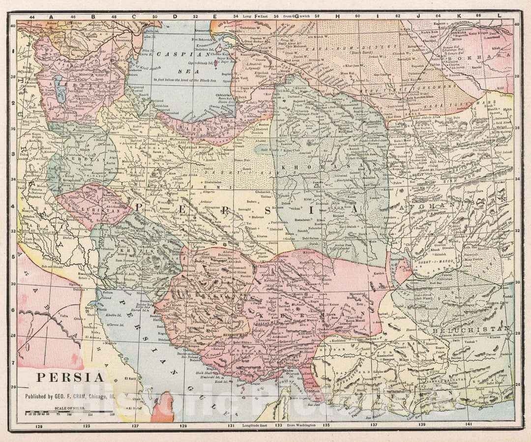 Historic Map : 1901 Persia - Vintage Wall Art