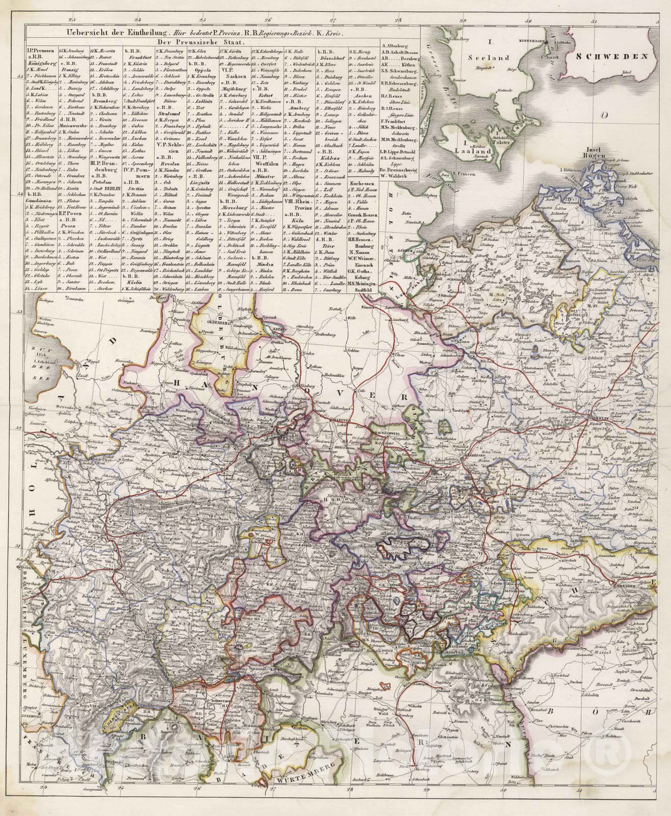 Historic Map : Prussia , Germany, 1847 (Continuation of map) Der Preussische Staat , Vintage Wall Art