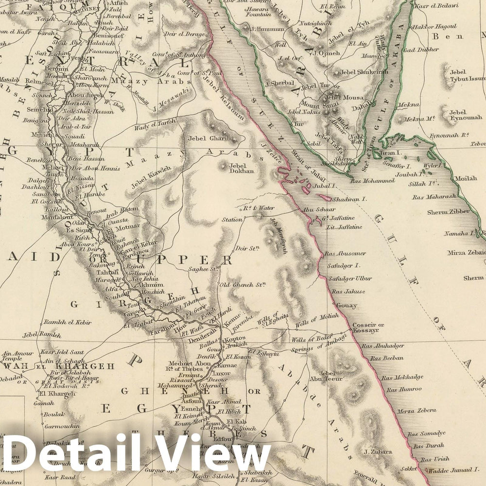 Historic Map : 1848 Egypt and Arabian Petraea. - Vintage Wall Art