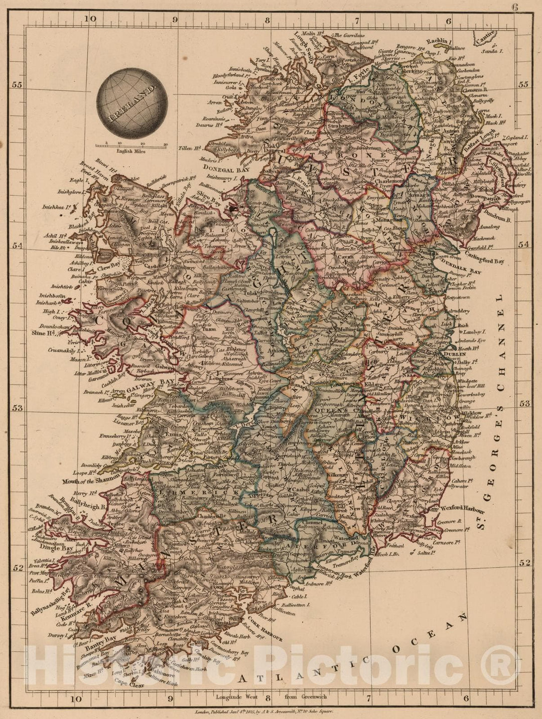 Historic Map : 1825 Ireland - Vintage Wall Art