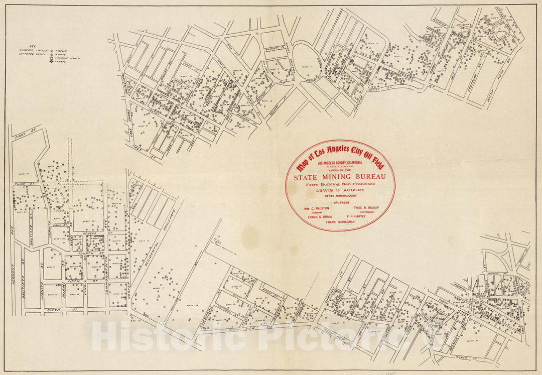 Historic Map : Mining Atlas - 1875 Map of Los Angeles City Oil Field - Vintage Wall Art