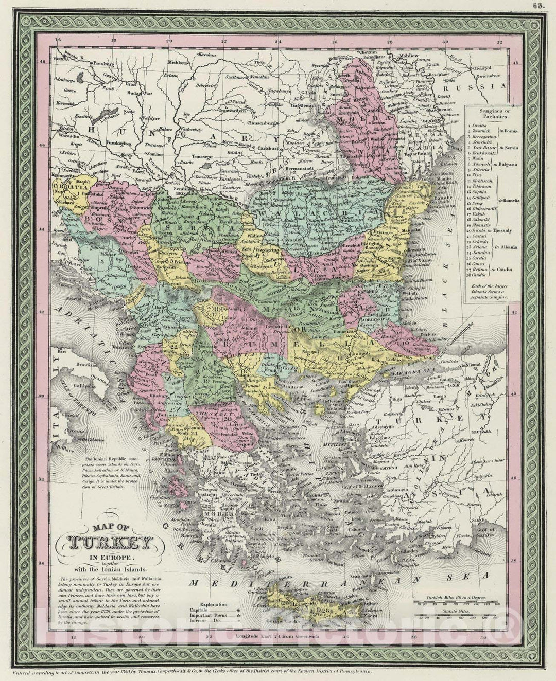 Historic Map : 1855 Turkey in Europe : Vintage Wall Art