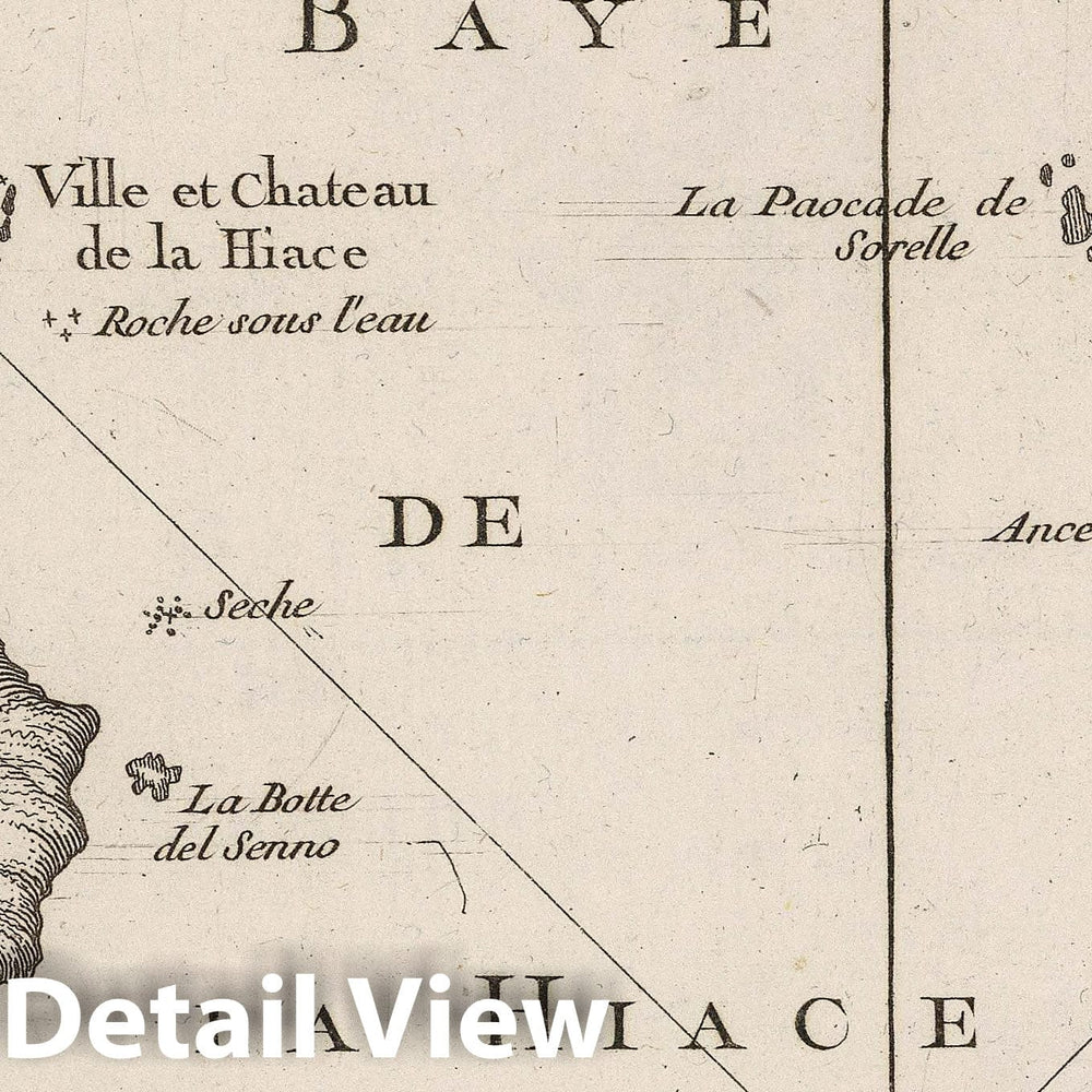 Historic Map : France, Corsica , France 1764 Plan de la Baye de la Hiace , Vintage Wall Art