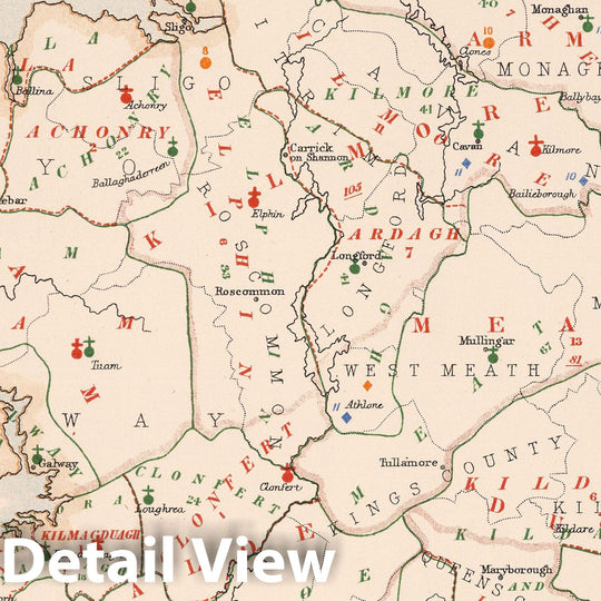 Historic Map : Statistical Atlas - 1881 Ireland to Illustrate the Religious Condition of the People. - Vintage Wall Art