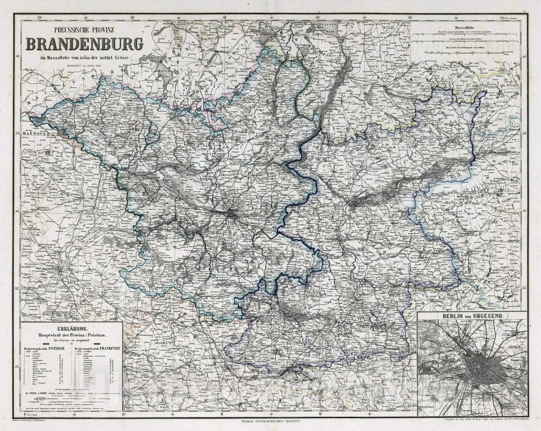 Historic Map : 1875 Brandenburg, Germany. - Vintage Wall Art