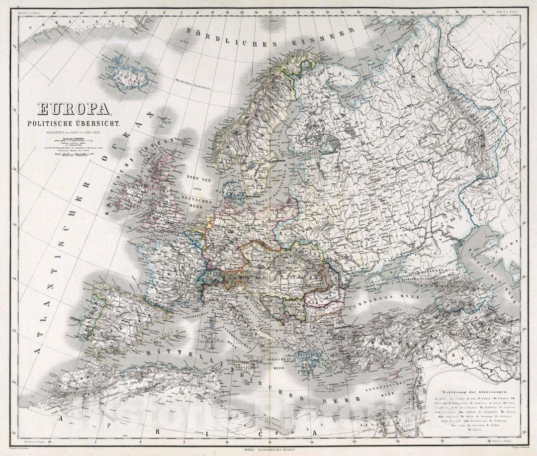 Historic Map : 1879 Europe Political Overview. - Vintage Wall Art