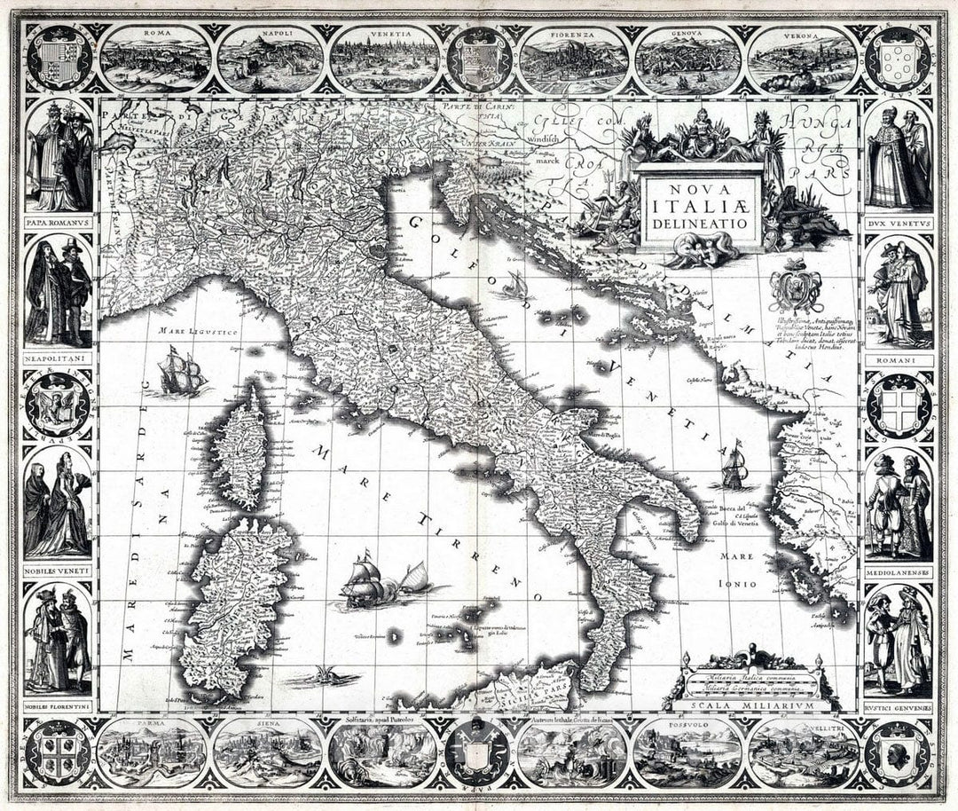 Historic Map : Italy, 1630 Nova Italiae Delineatio. , Vintage Wall Art