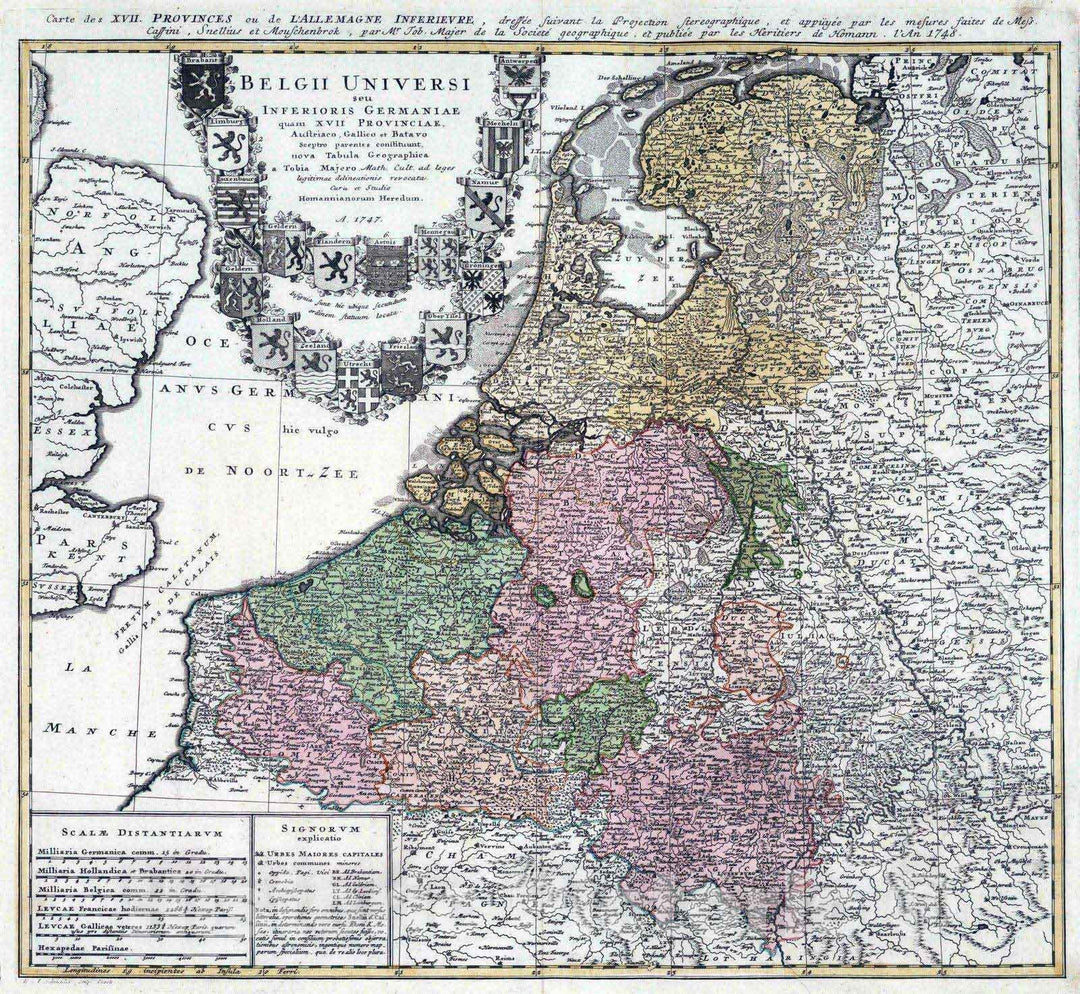 Historic Map : Netherlands, 1748 Belgii Universi. , Vintage Wall Art