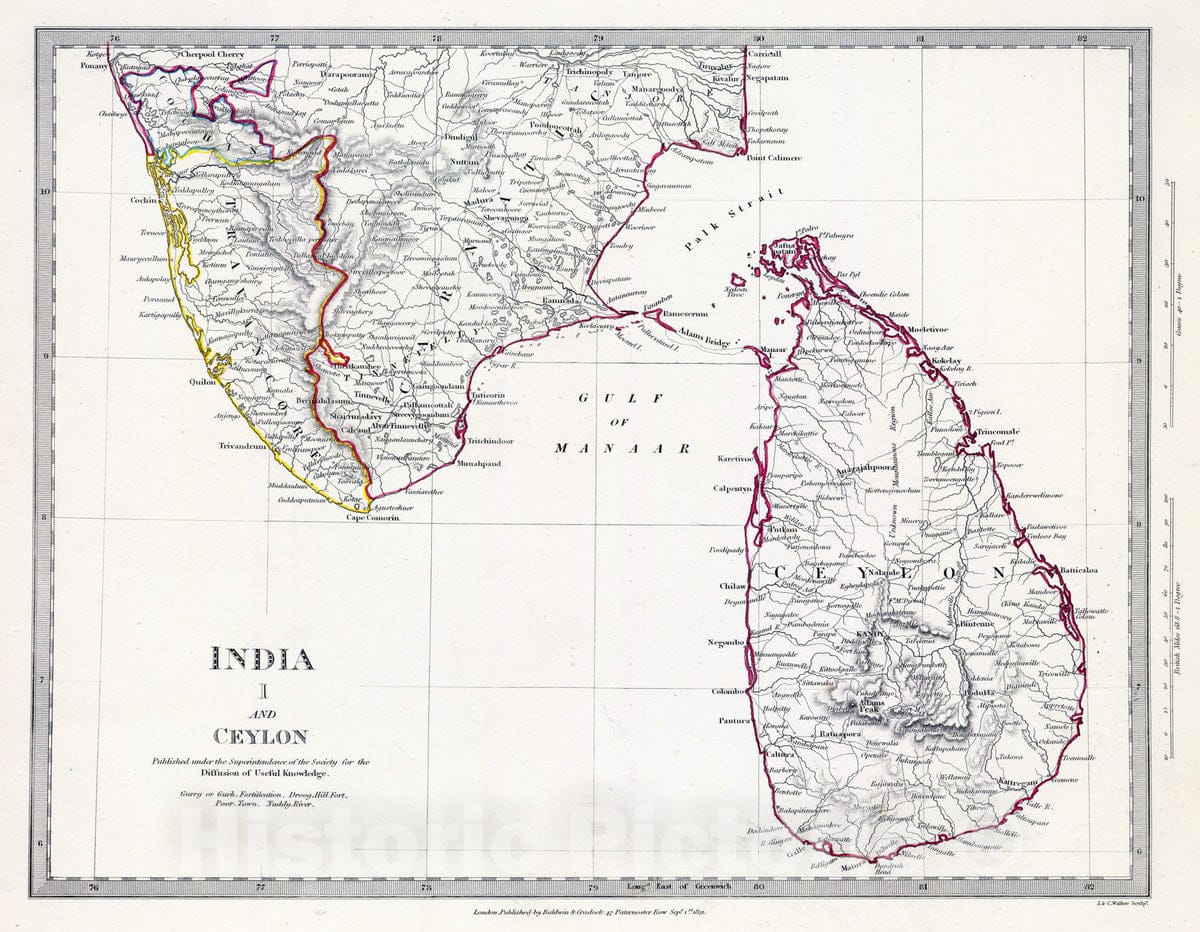 Historic Map : 1831 India I and Ceylon. - Vintage Wall Art