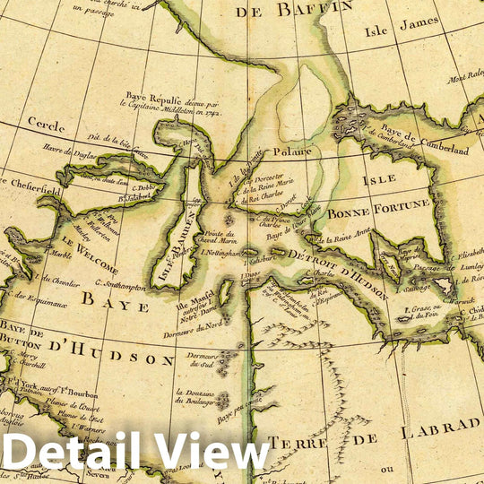 Historic Map : Canada; Greenland, 1783 L'Amerique Septentrionale 1. , Vintage Wall Art