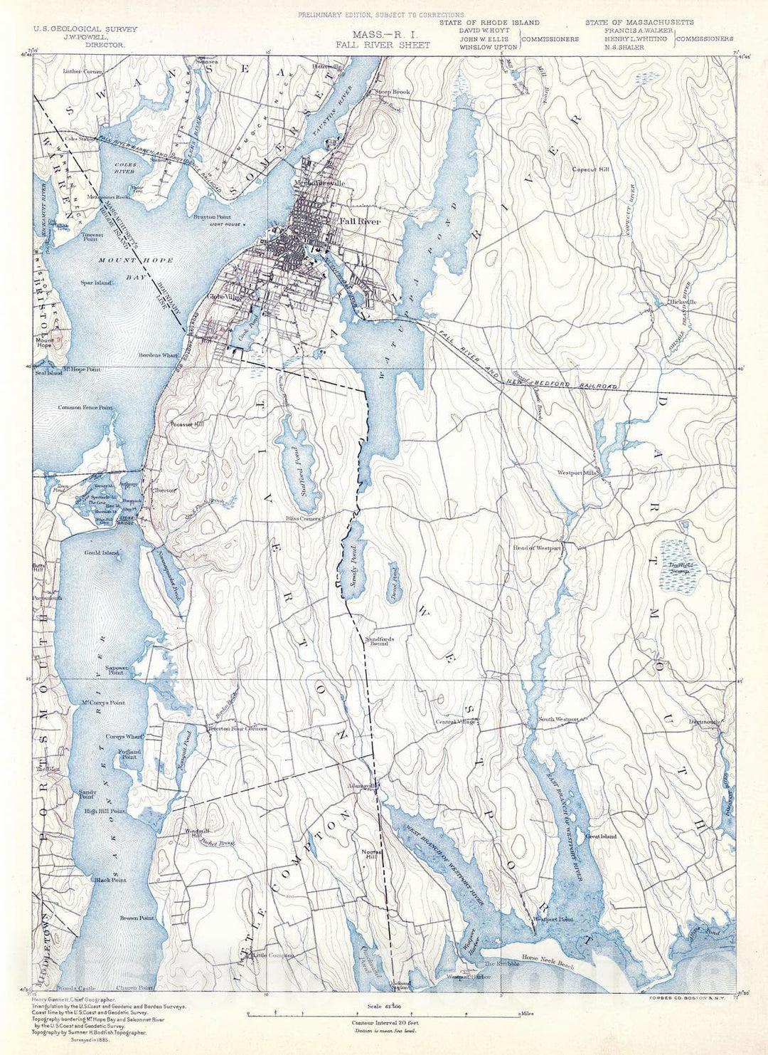 Historic Map : 1890 34. Fall River sheet. - Vintage Wall Art