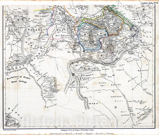 Historic Wall Map : Ethiopia; Somalia, , Africa 1855 NO Afrika II. , Vintage Wall Art