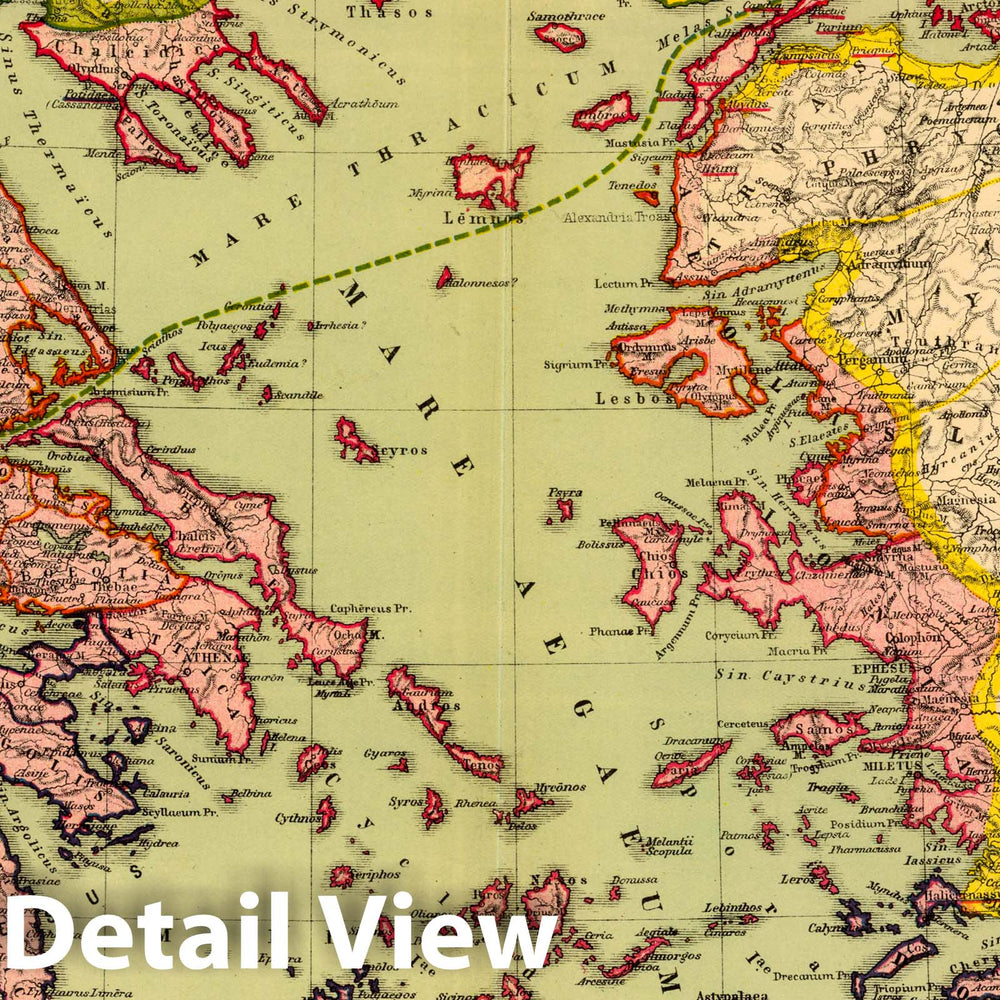 Historic Map : Greece; Turkey, Aegean Sea Region 1903 Graecia cum insulis et oris maris Aegaei. , Vintage Wall Art