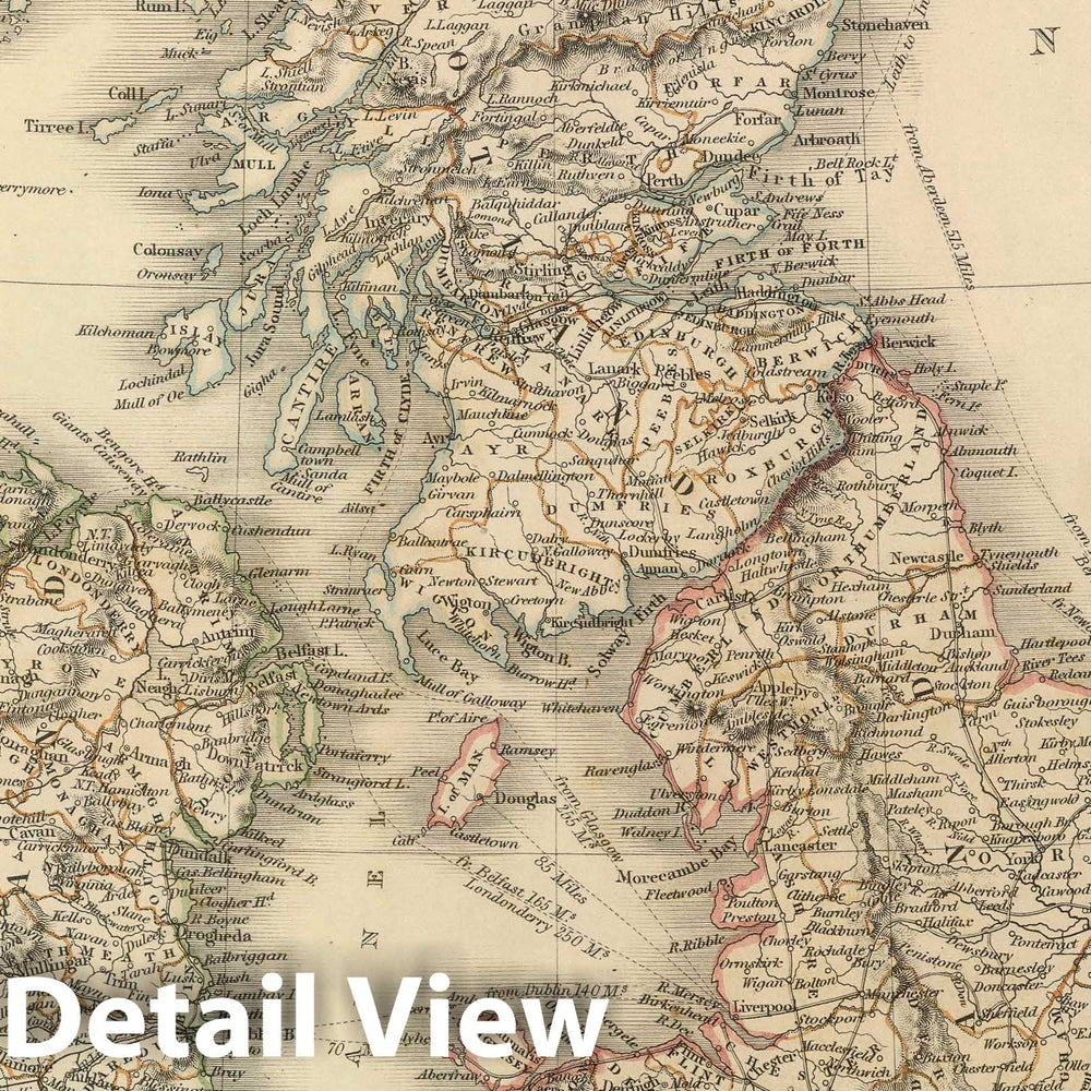 Historic Map : 1847 Great Britain and Ireland. - Vintage Wall Art