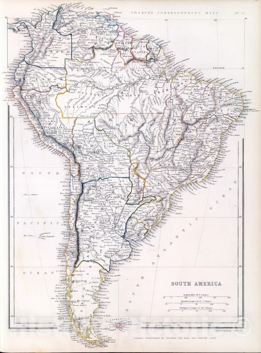 Historic Map : 1848 South America. v1 - Vintage Wall Art