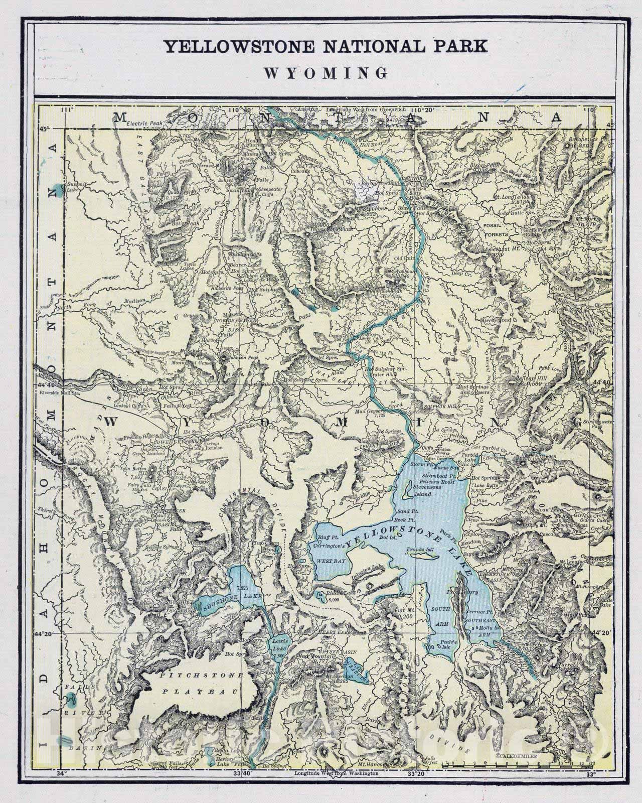 Historic Map : 1901 Yellowstone National Park. - Vintage Wall Art