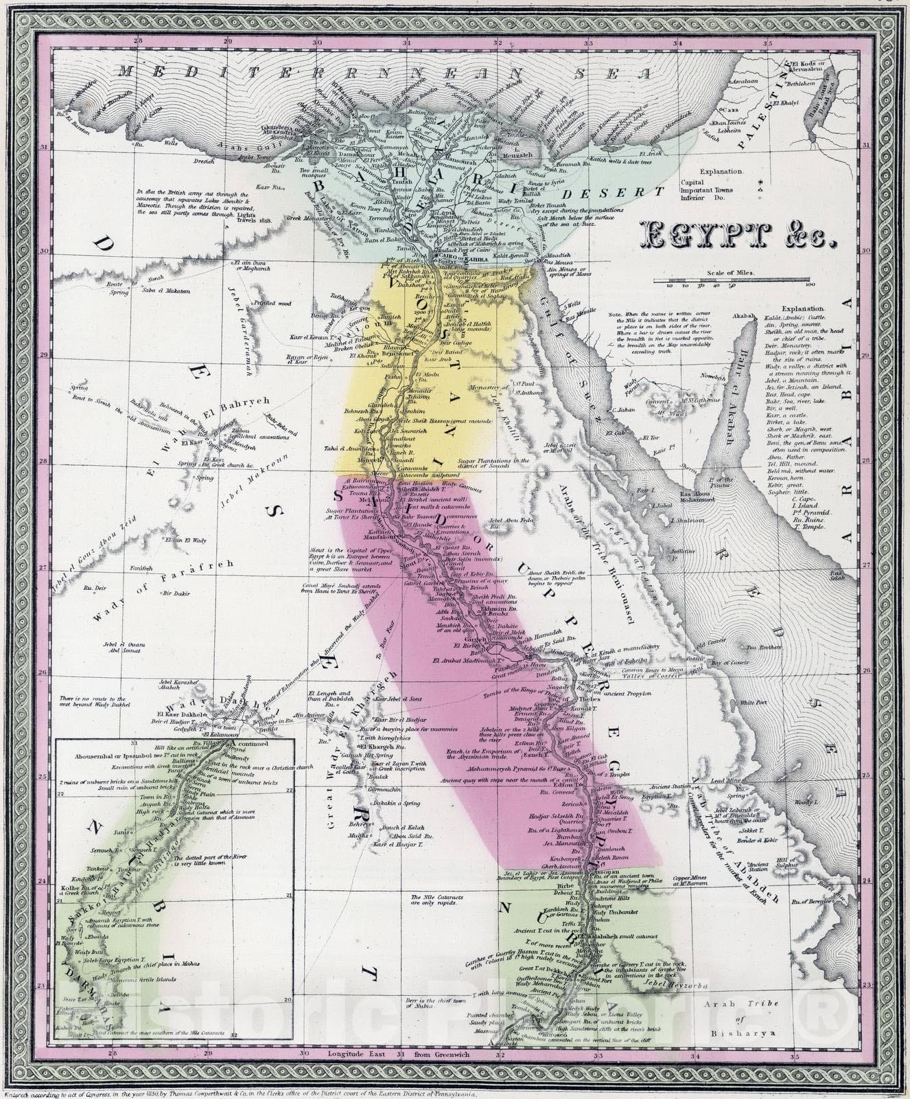 Historic Map : 1855 Egypt &c. - Vintage Wall Art