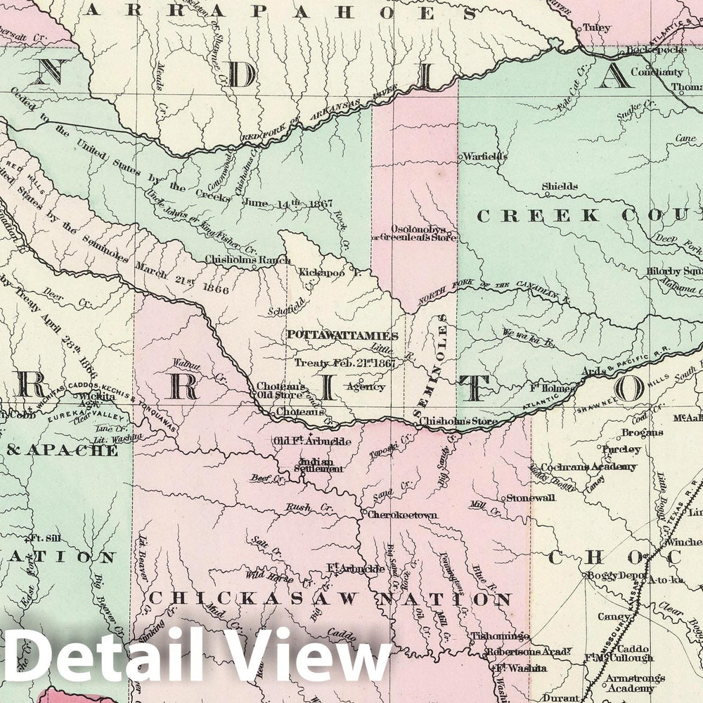 Historic Map : 1874 Indian Territory - Vintage Wall Art