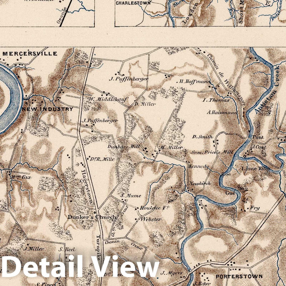 Historic Map : Military Atlas - 1875 Planche XVI. Antietam (Maryland). Cedar Mountain (Virginie). Harpers Ferry et South Mountain. - Vintage Wall Art