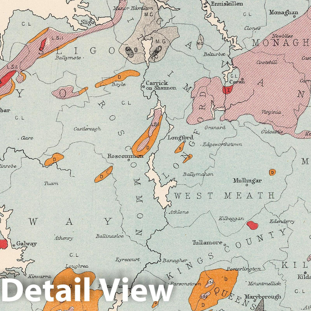 Historic Map : Statistical Atlas - 1881 Ireland to Illustrate the Geological Formation of the Country. - Vintage Wall Art