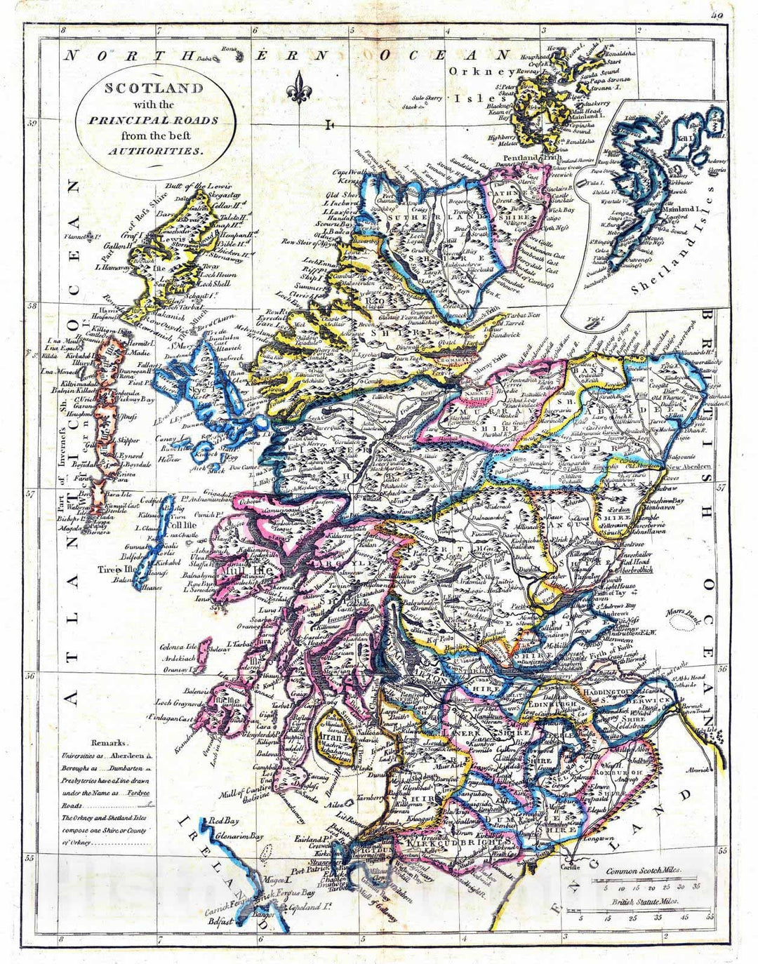 Historic Map : 1814 Scotland. - Vintage Wall Art