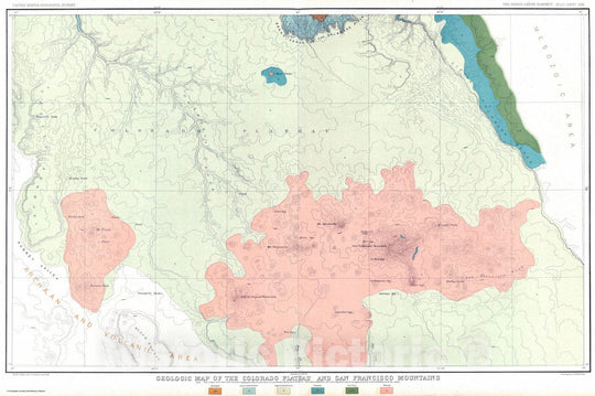 Historic Map : Geologic Atlas - 1882 Geologic Map Of The Colorado Plateau And San Francisco Mountains. - Vintage Wall Art