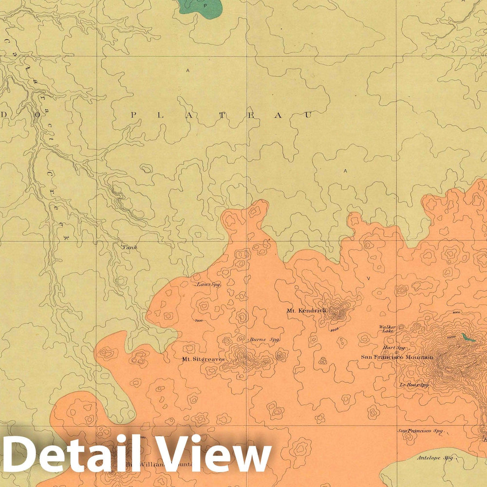 Historic Map : Geologic Atlas - 1882 Geologic Map Of The Colorado Plateau And San Francisco Mountains. - Vintage Wall Art