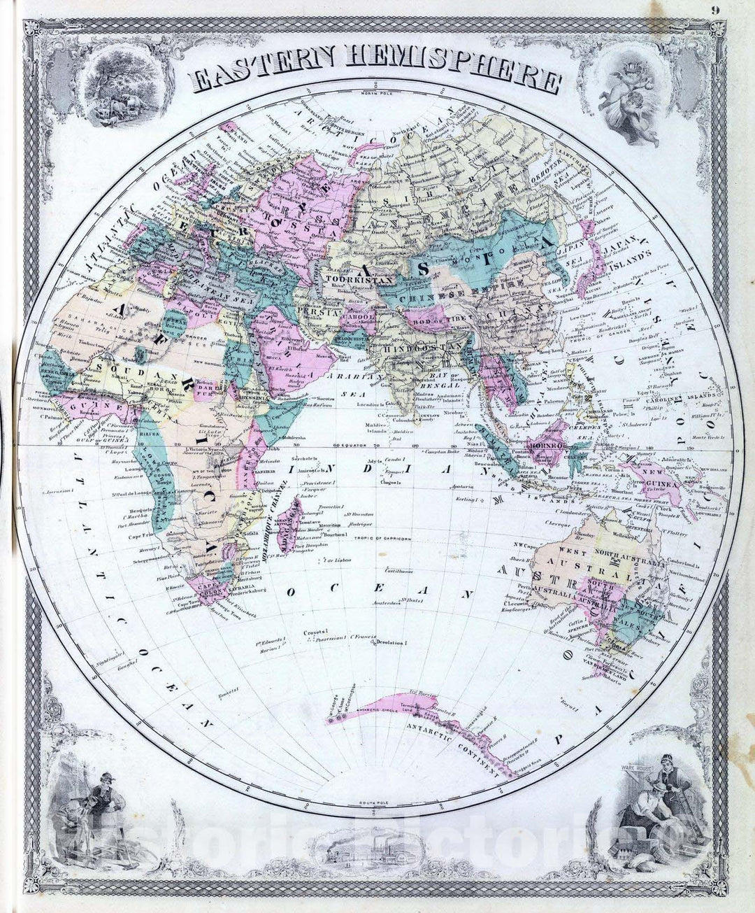 Historic Wall Map : 1876 Eastern Hemisphere. v2 - Vintage Wall Art