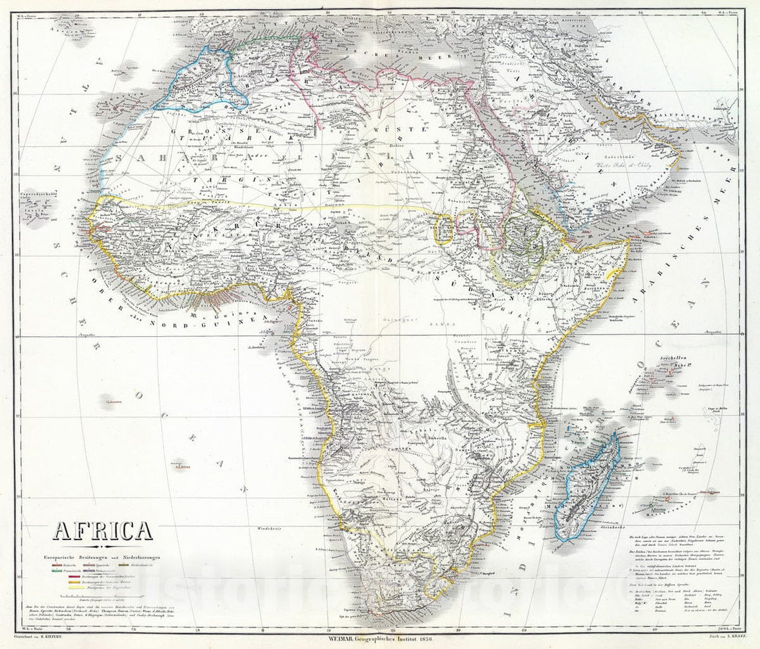 Historic Map : 1856 Africa. - Vintage Wall Art