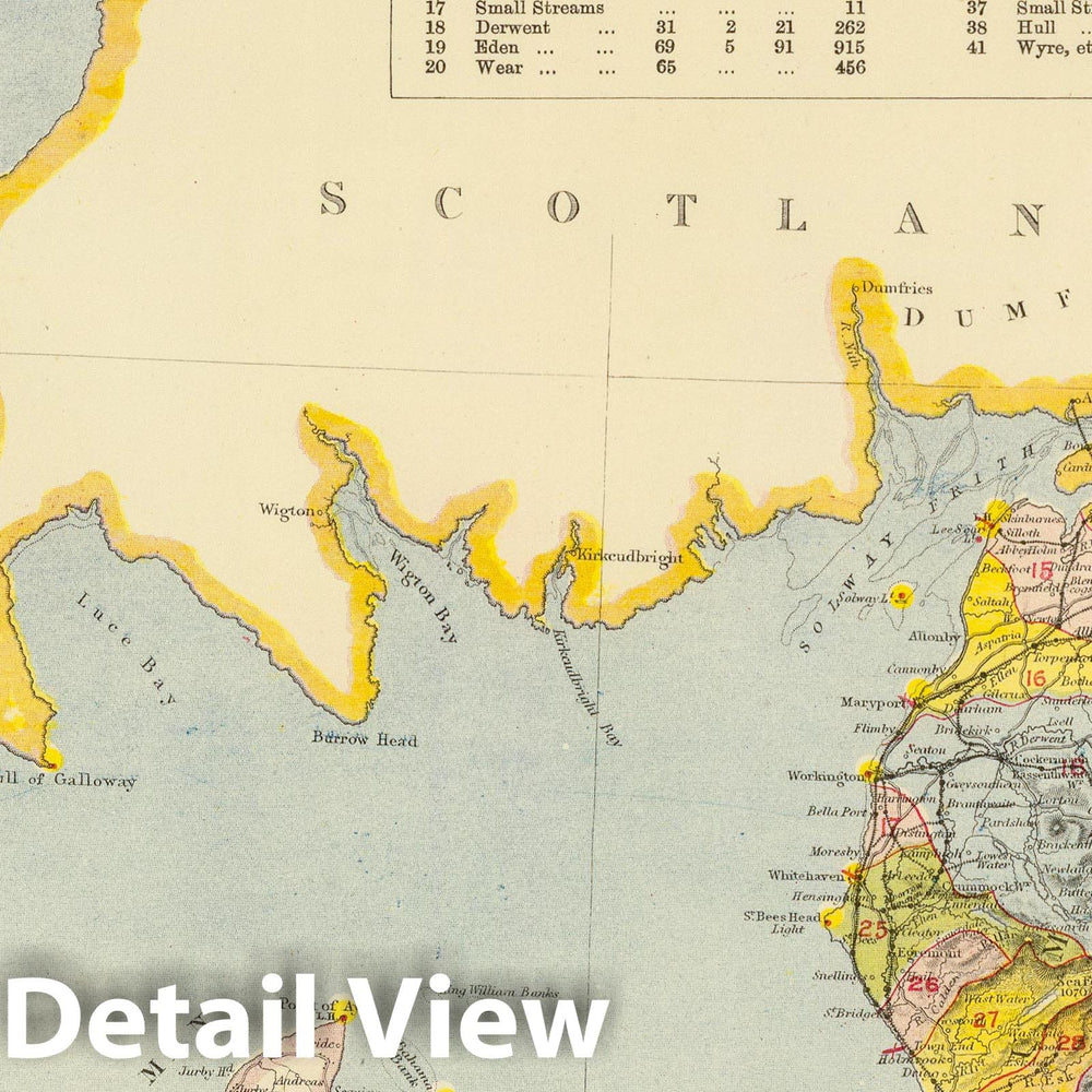 Historic Map : 1883 Watershed map England, Wales 1. - Vintage Wall Art