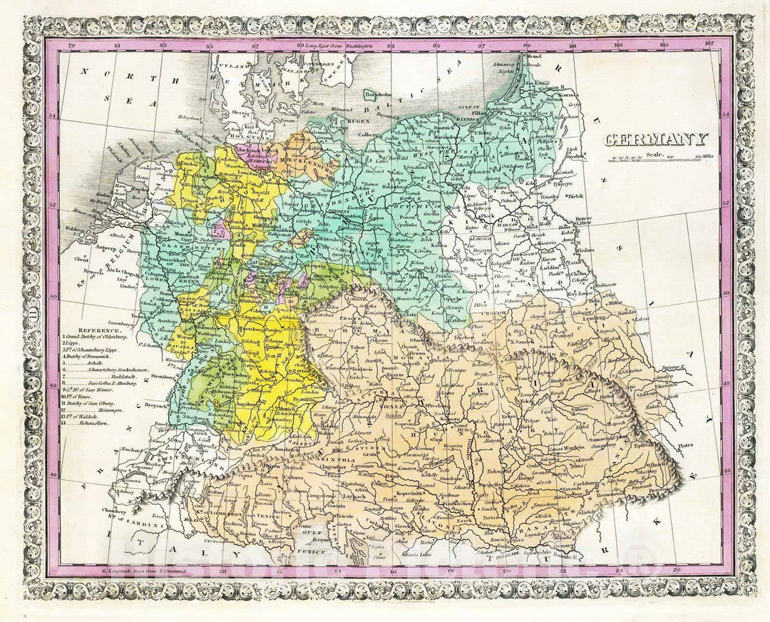 Historic Map : 1845 Germany. v2 - Vintage Wall Art