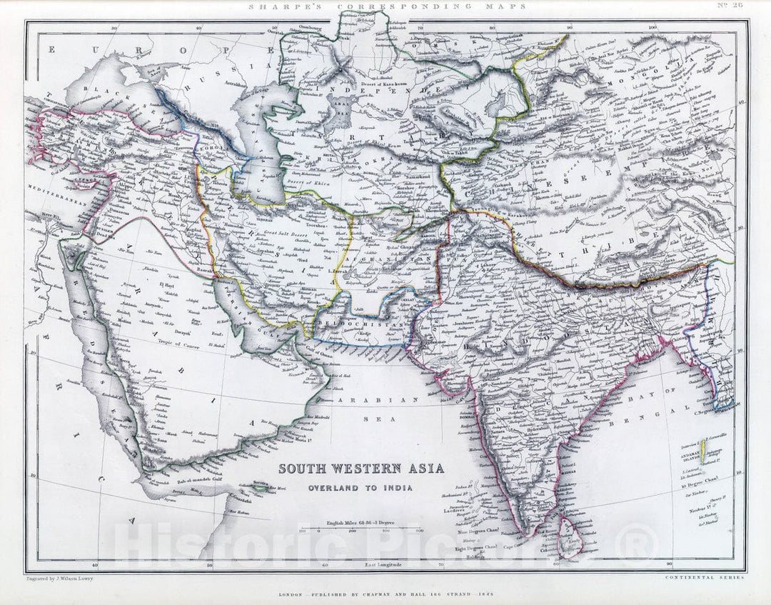 Historic Map : 1848 South Western Asia. - Vintage Wall Art