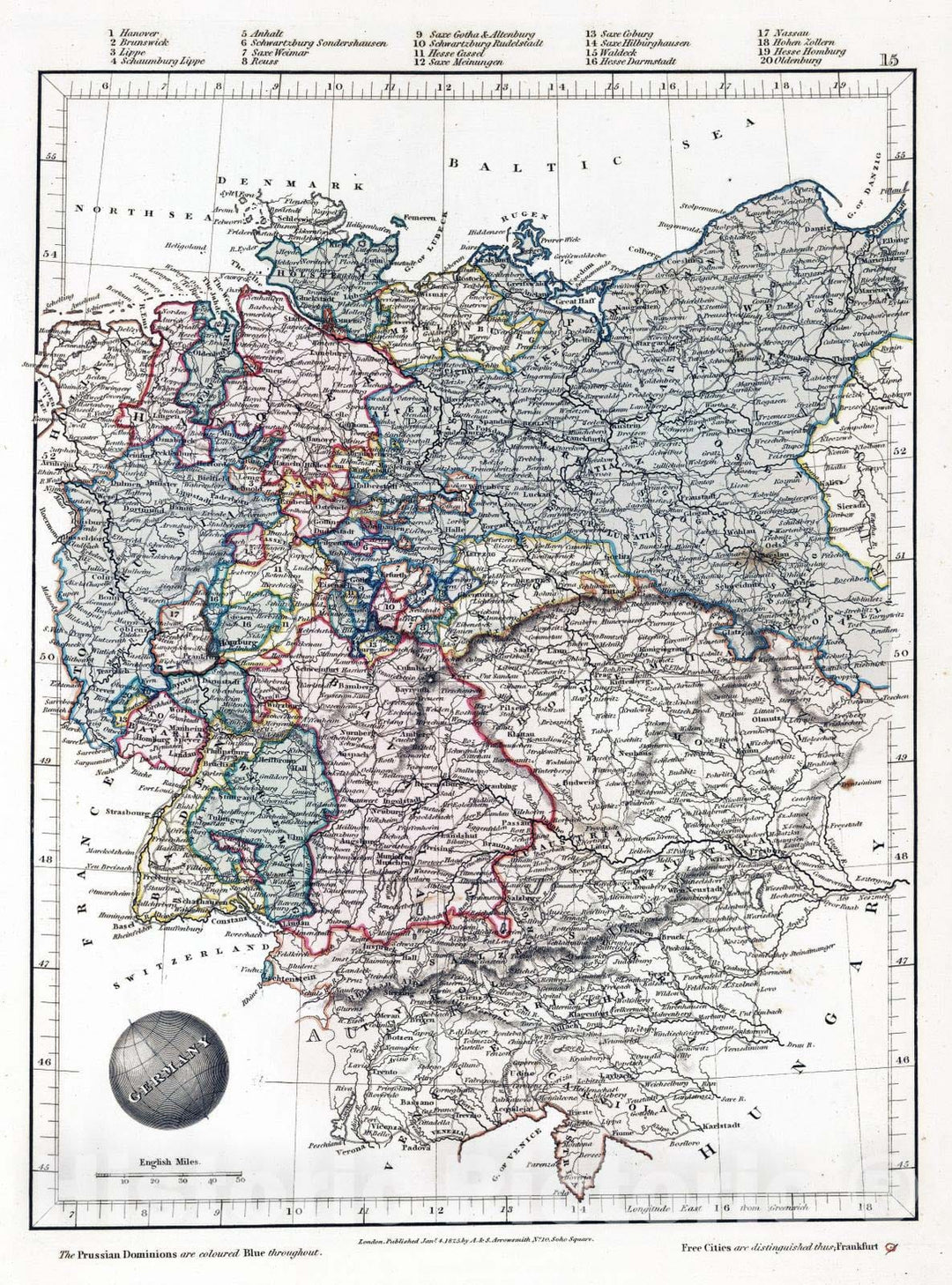 Historic Map : 1825 Germany - Vintage Wall Art