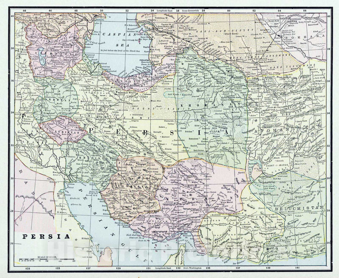 Historic Map : 1889 Persia. - Vintage Wall Art