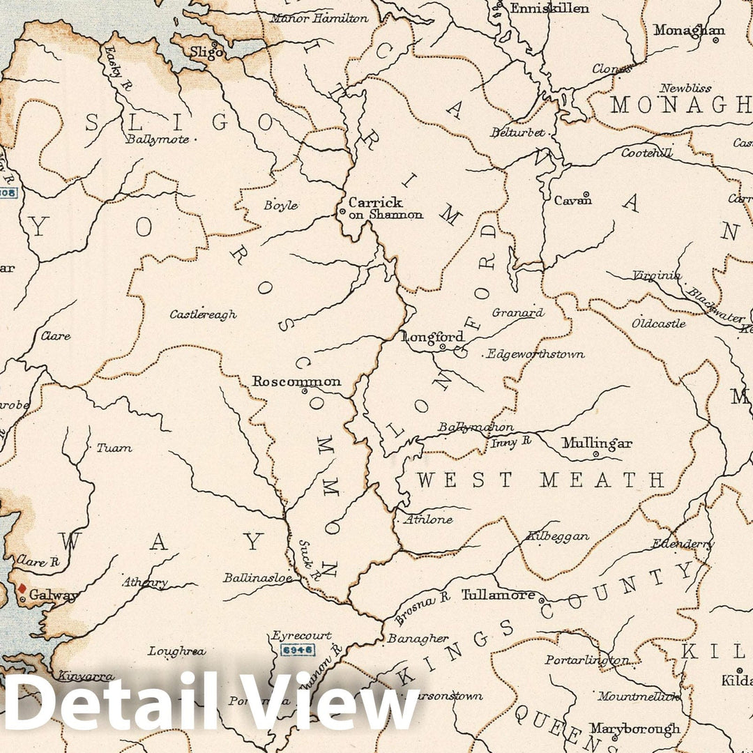 Historic Map : Statistical Atlas - 1881 Ireland to Illustrate the Hydrography (Water Supply) of the Country. - Vintage Wall Art