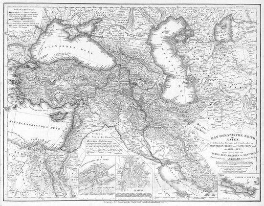 Historic Map : Turkey, Middle East 1854 Das Osmanische Reich in Asien , Vintage Wall Art