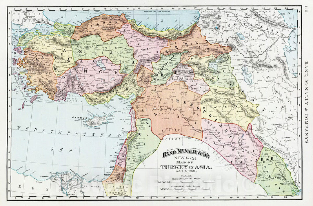 Historic Map : 1897 Turkey in Asia : Vintage Wall Art