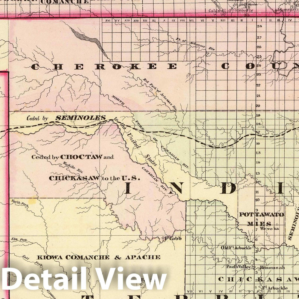 Historic Map : Indian Territory, 1875 Indian. Ty. , Vintage Wall Art