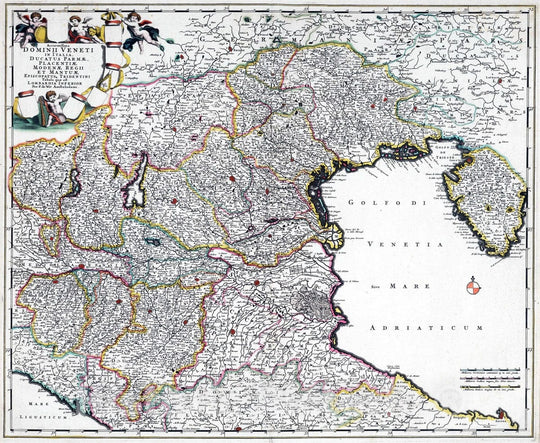 Historic Map : Northeast Italy 1682 Accuratissima Dominii Veneti in Italia, Ducatus Parmae, Placentiae, Modenae Regii et Mantuae. , Vintage Wall Art