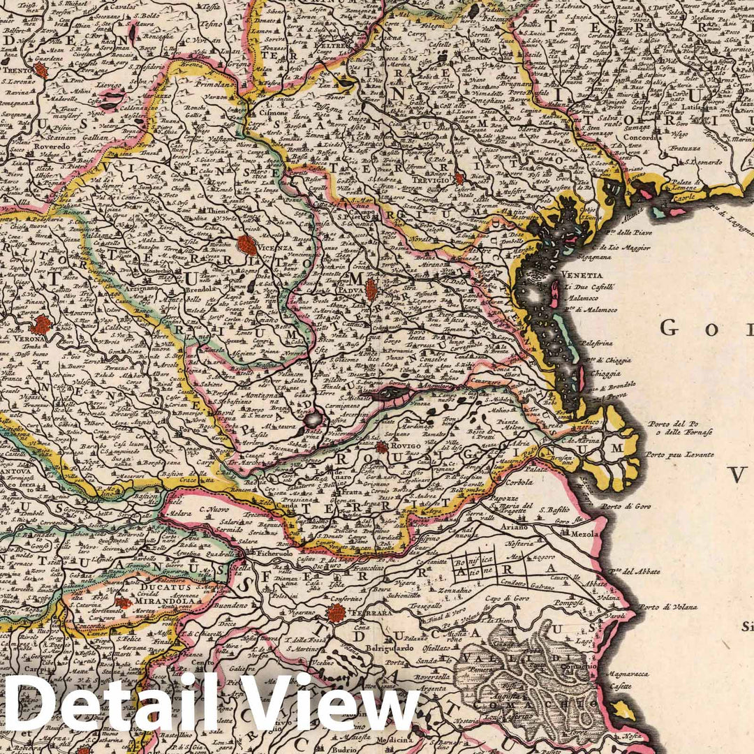 Historic Map : Northeast Italy 1682 Accuratissima Dominii Veneti in Italia, Ducatus Parmae, Placentiae, Modenae Regii et Mantuae. , Vintage Wall Art