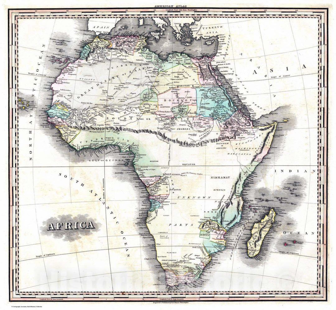 Historic Map : 1823 Africa. v2 - Vintage Wall Art