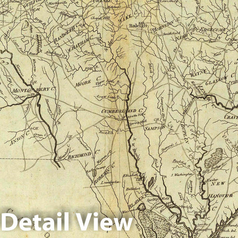 Historic Map : National Atlas - 1796 State of North Carolina. - Vintage Wall Art