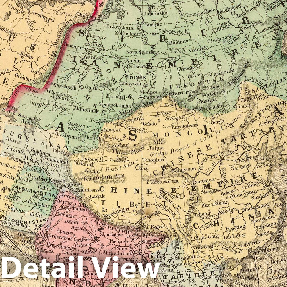 Historic Wall Map : 1870 Asia. - Vintage Wall Art