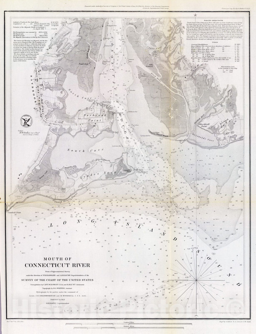 Historic Map : Chart Atlas - 1853 Mouth Connecticut River. - Vintage Wall Art