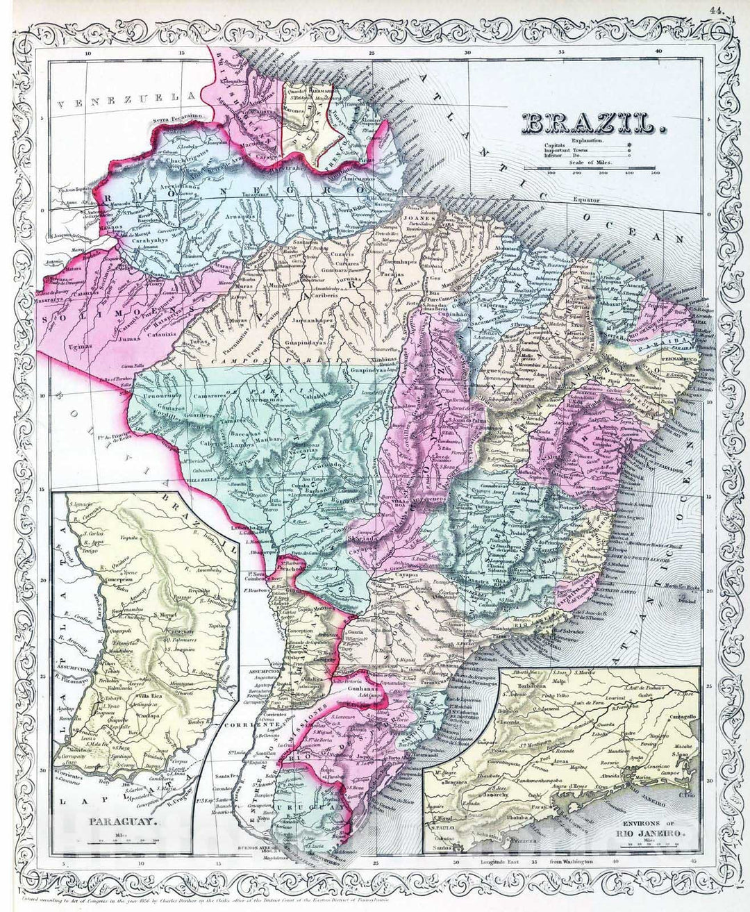 Historic Map : 1859 Brazil. - Vintage Wall Art