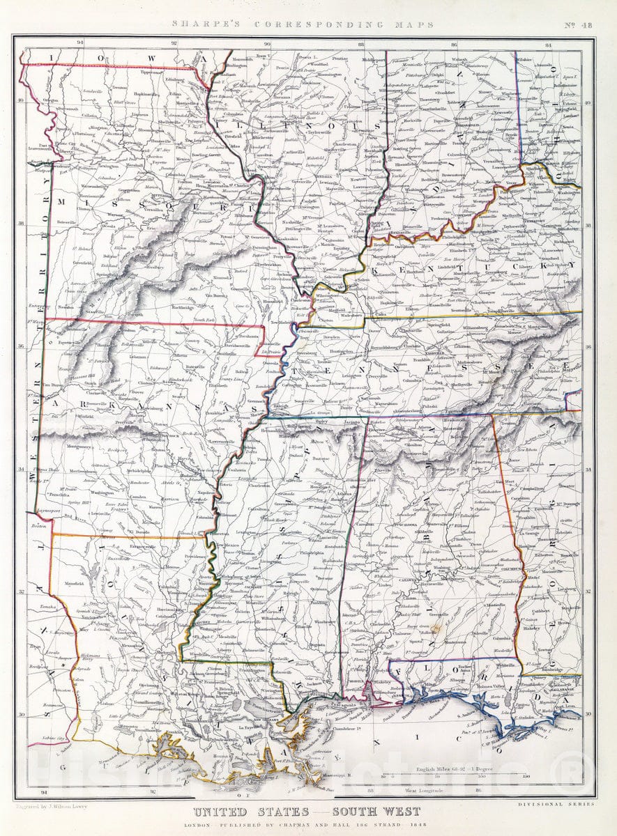 Historic Map : 1848 United States. v3 - Vintage Wall Art