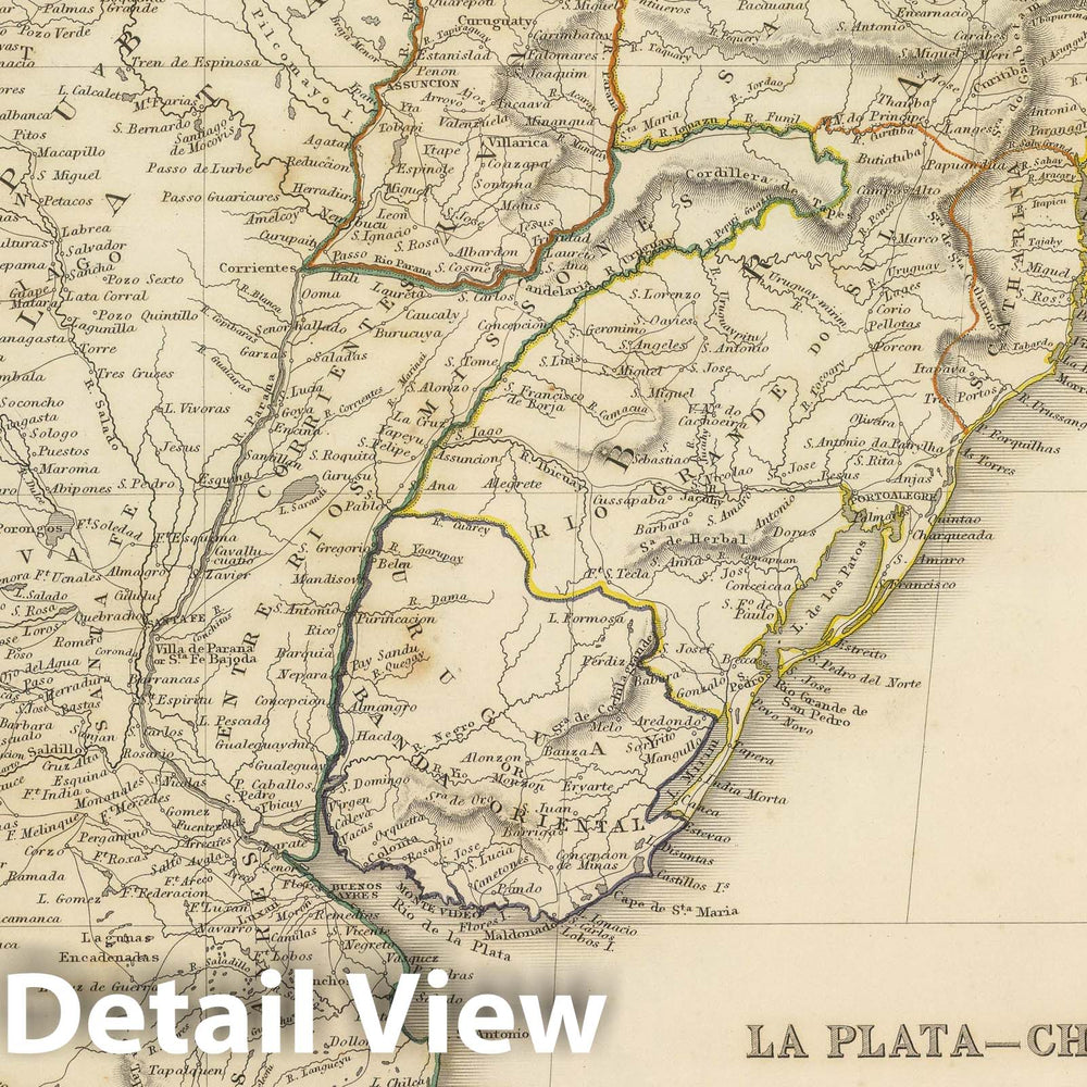 Historic Map : 1848 La Plata - Chili (sic) and Southern Brazil. - Vintage Wall Art