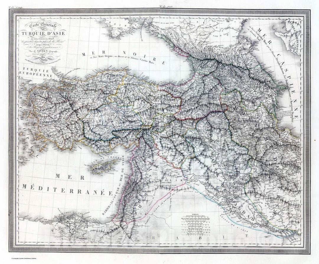 Historic Map : Iran; Turkey, 1824 Composite: Carte General de la Turquie d'Asie. , Vintage Wall Art