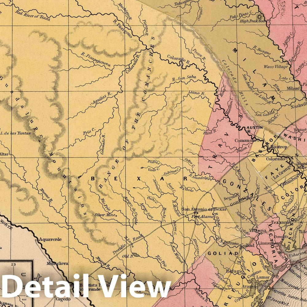 Historic Wall Map : Texas, 1849 Map of Texas , Vintage Wall Art