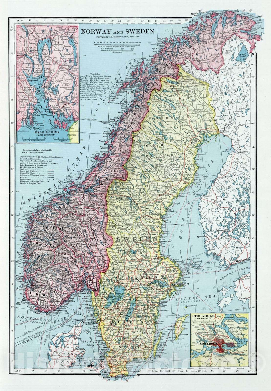 Historic Map : 1948 Norway and Sweden. - Vintage Wall Art